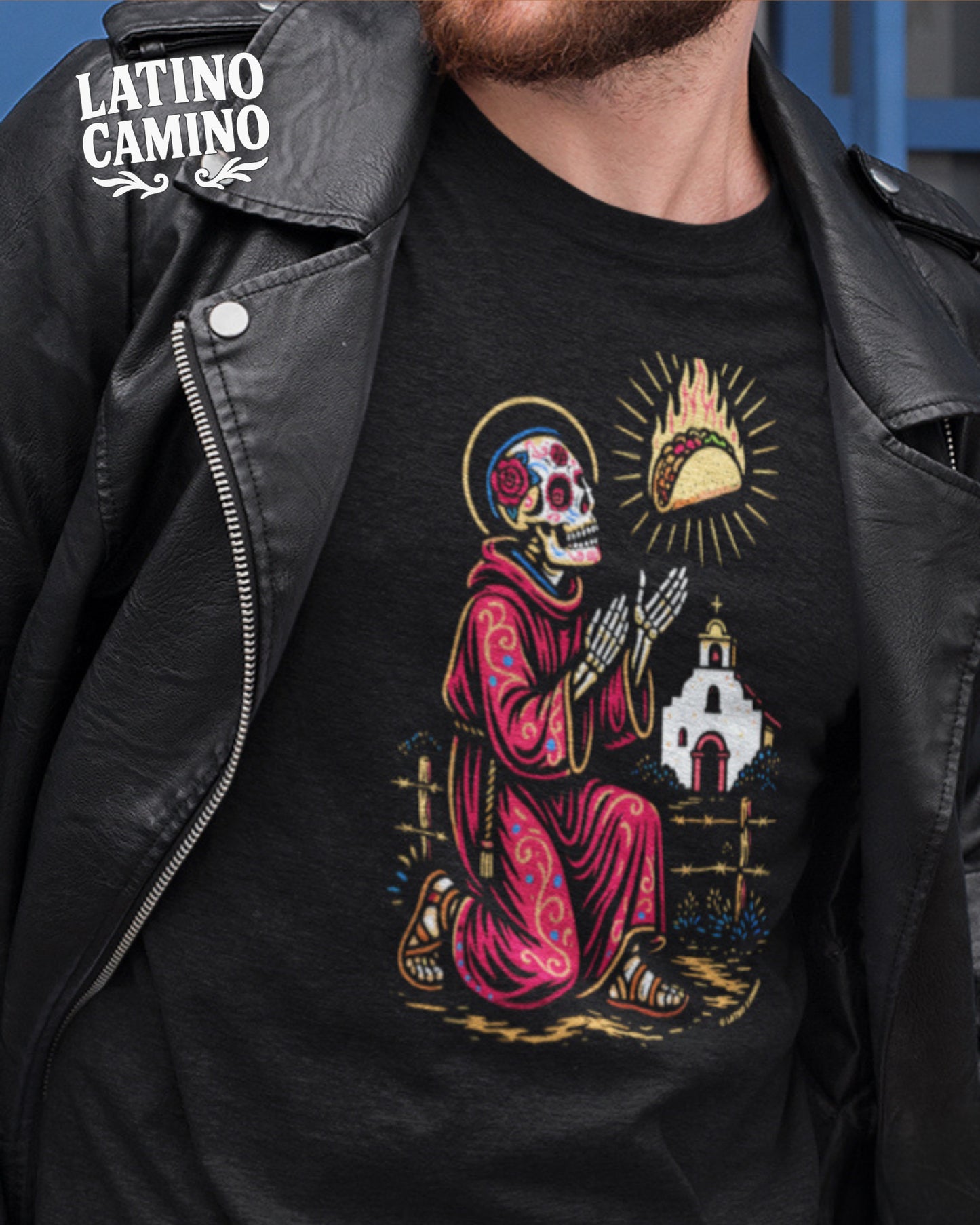 San Pascual Skeleton (Color) and Taco Tshirt